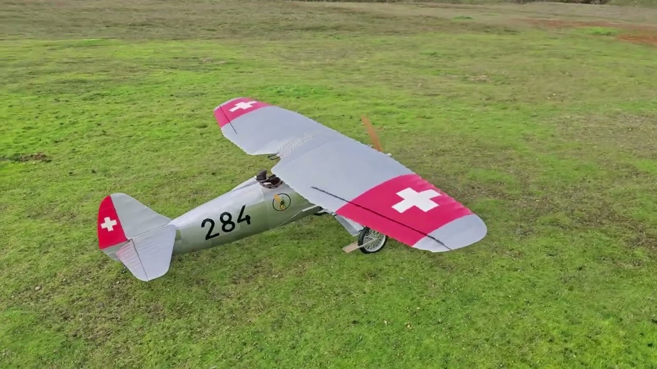 Dewoitine D26  - Scale Model - First flight at Plouharnel Model Club field (Britanny - France)