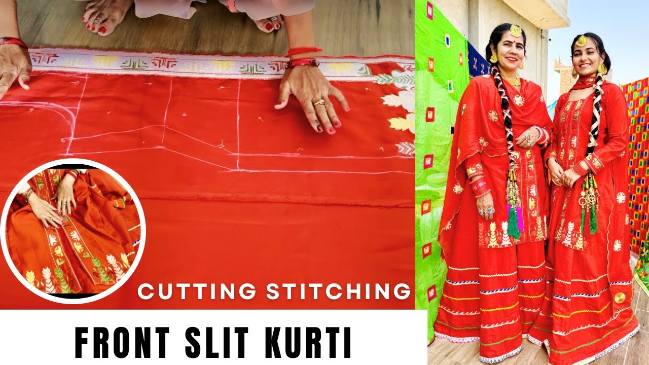 Jaggo kurti | Front slit kurti cutting & stitching