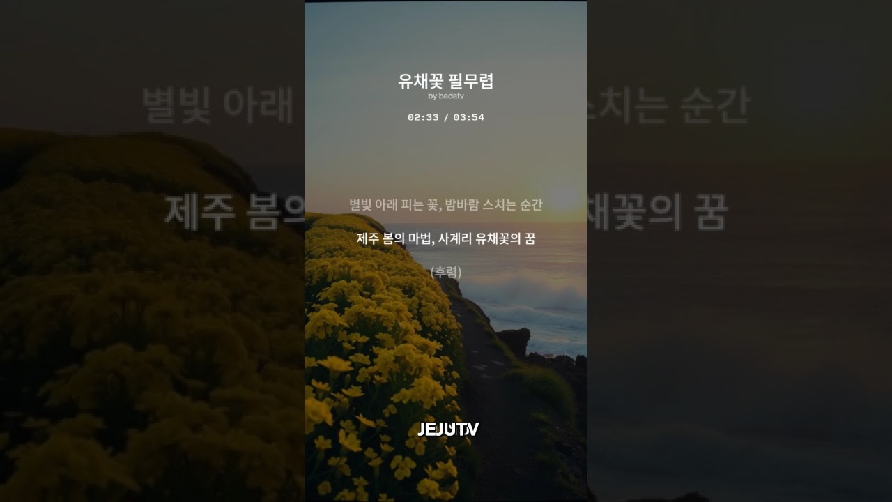 유채꽃 필무렵 #제주도 #사계리  #제주 서귀포 안덕면 사계리 해변 주변의 유채꽃이 아름답게 피는 모습을 보며 만들었습니다.