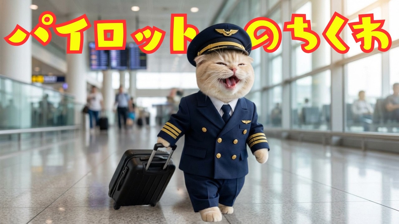 【世界一笑う猫ちくわ】操縦できるかな〜！？ドキドキのパイロットのちくわ✈️｜Chikuwa the Pilot ✈️ Ready for Takeoff!