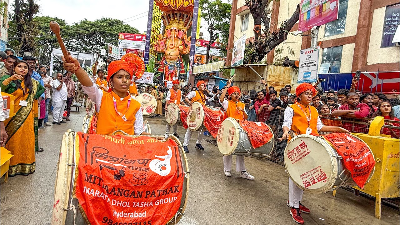 Khairatabad Ganesh 2025 | Maharashtra Puneri Dhol Tasha Performance #khairatabadganesh2025