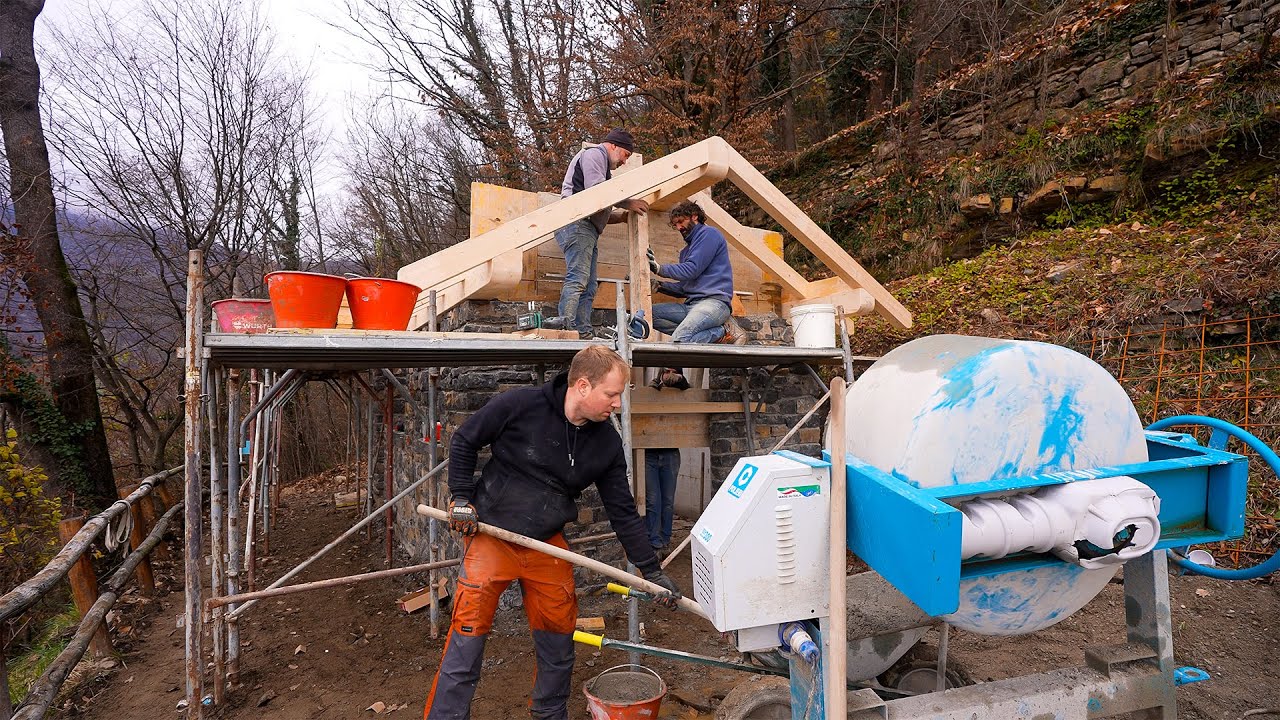 Stone Sauna gets a Roof!