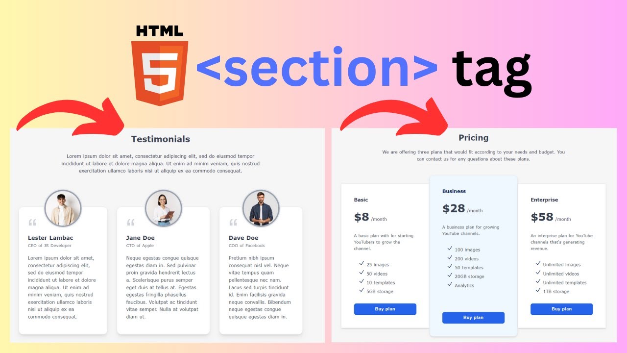 HTML section tag