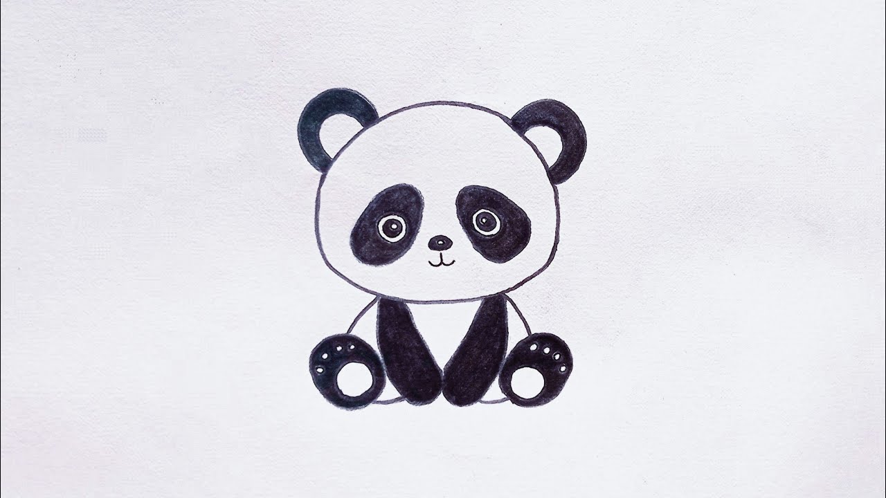 How to draw a cute Panda 🐼 || Easy Panda drawing step by step for toddlers ||