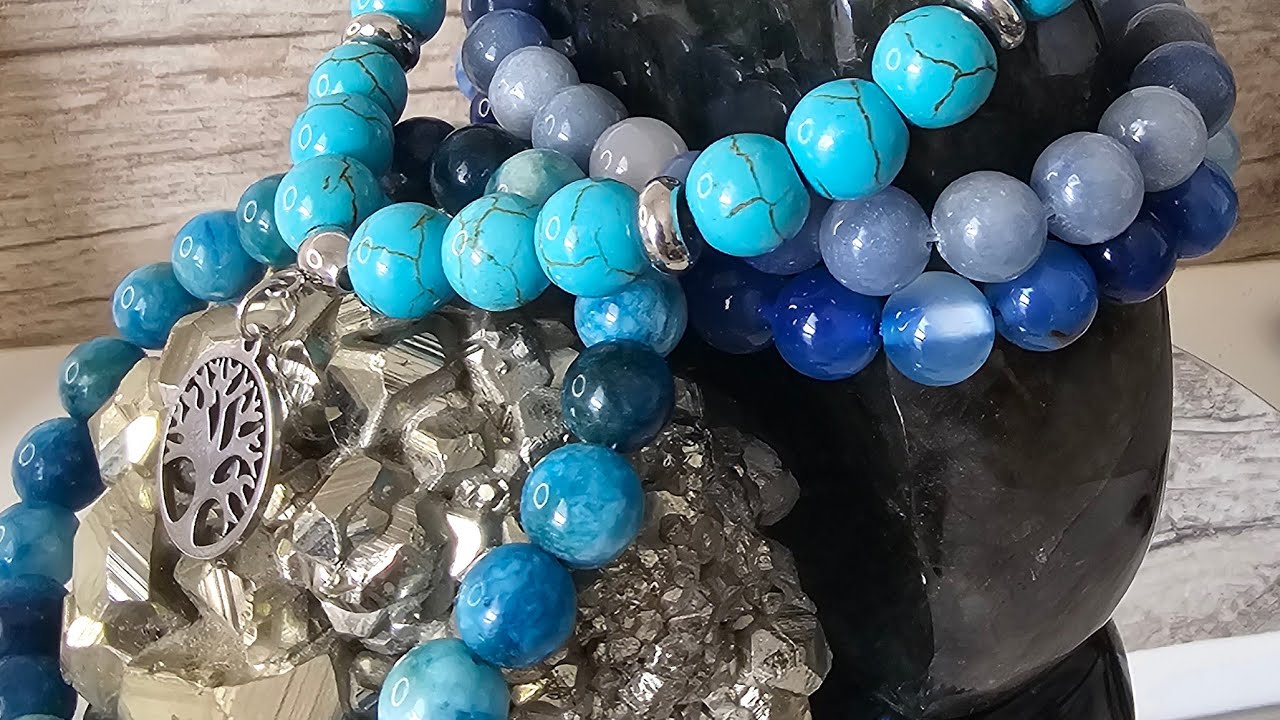 🔴 LIVE Mesmerizing Blue Crystal Bracelets 💙 Aventurine, Agate, Apatite & Turquoise | ASMR 4K Luxury
