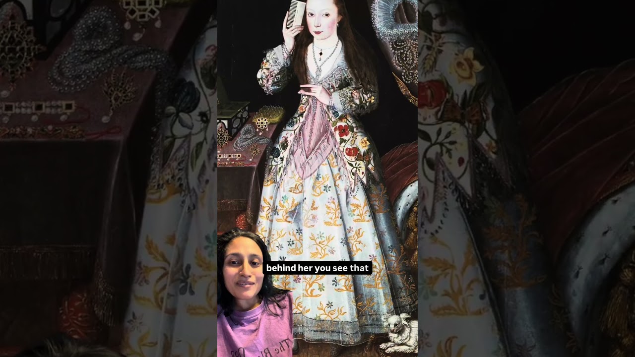 17th-century portrait of Elizabeth Vernon, Countess of Southampton, sitting at her dressing table