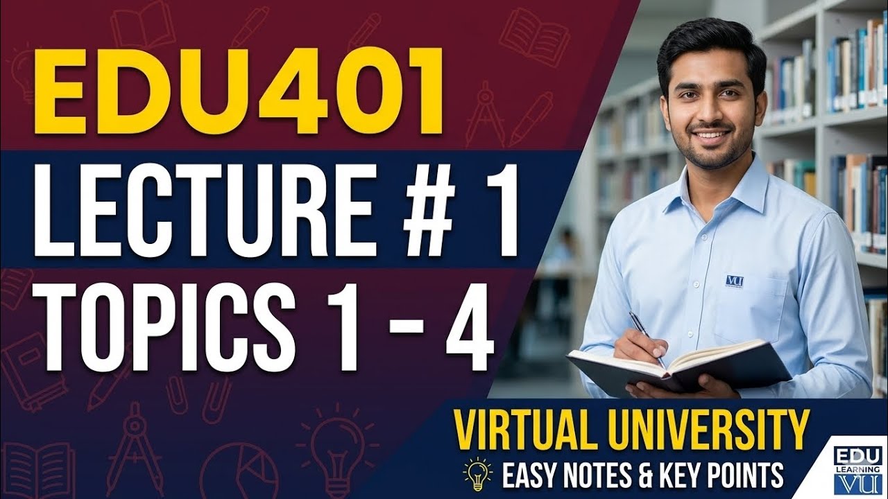 EDU401 Short Lecture 1|Topic 1&ndash;4|Midterm Preparation Updated lectures #VU Masters