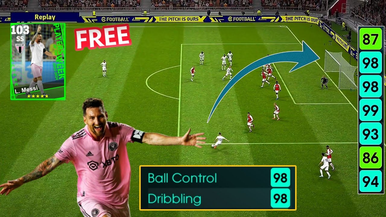 98 BALL CONTROL 98 DRIBBLING 🤩😀 NEW 103 BROKEN CARD MESSI POTW 🔥 EFOOTBALL REVIEW
