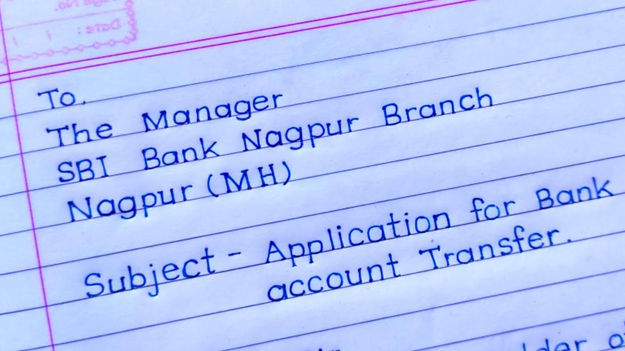 Application for bank account transfer |sbi account transfer application |application to bank manager