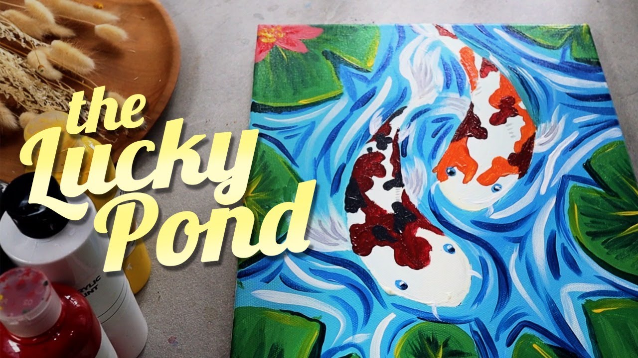 🐟 Easy & Fun Painting KOI FISH Pond | Acrylic Painting Tutorials