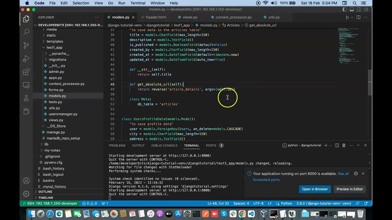 ABSOLUTE URL IN DJANGO (How to add get_absolute_url method to Django models to get an item details)