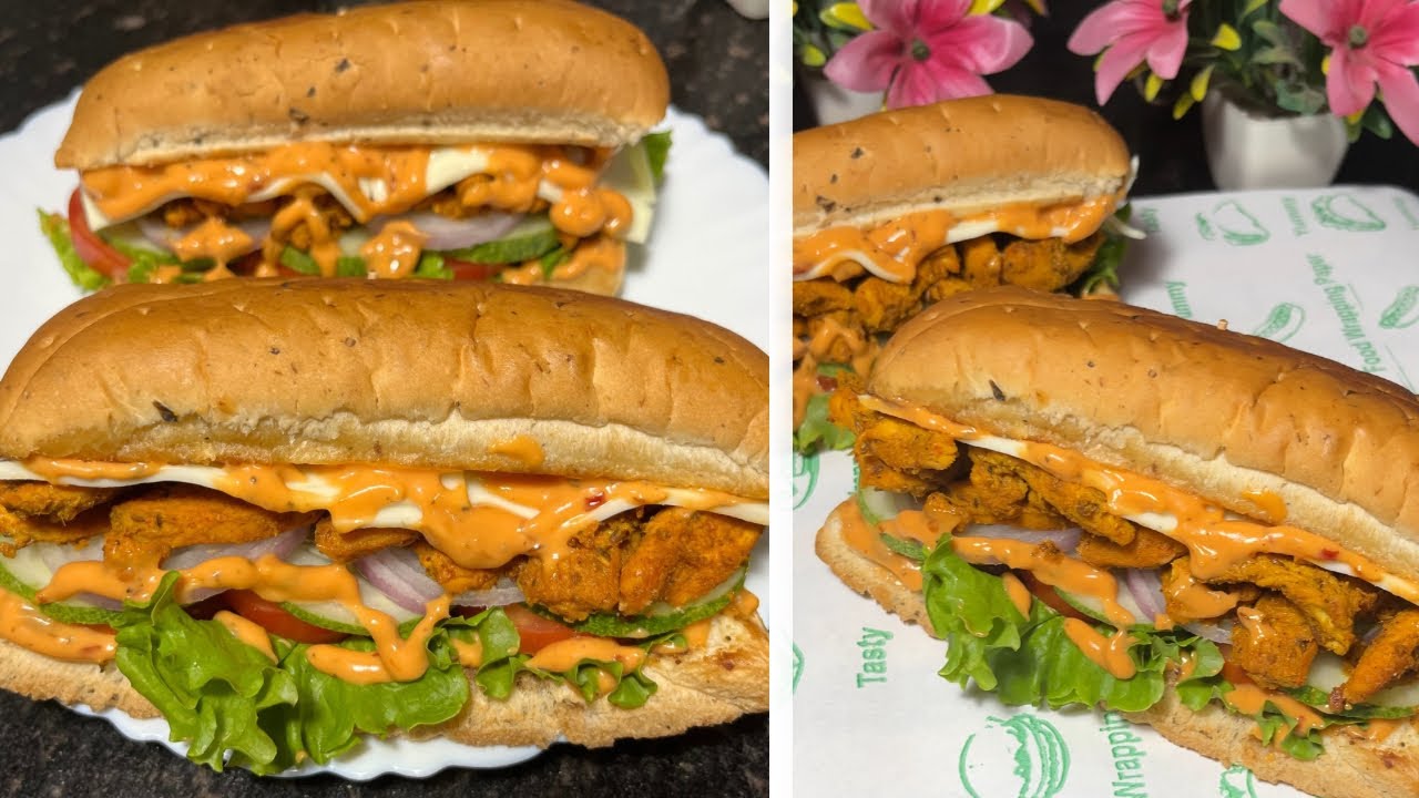 Homemade Chicken Subway Style Sandwich Recipe | Chiptole Sauce | Easy & Delicious | Saima Kitchen 