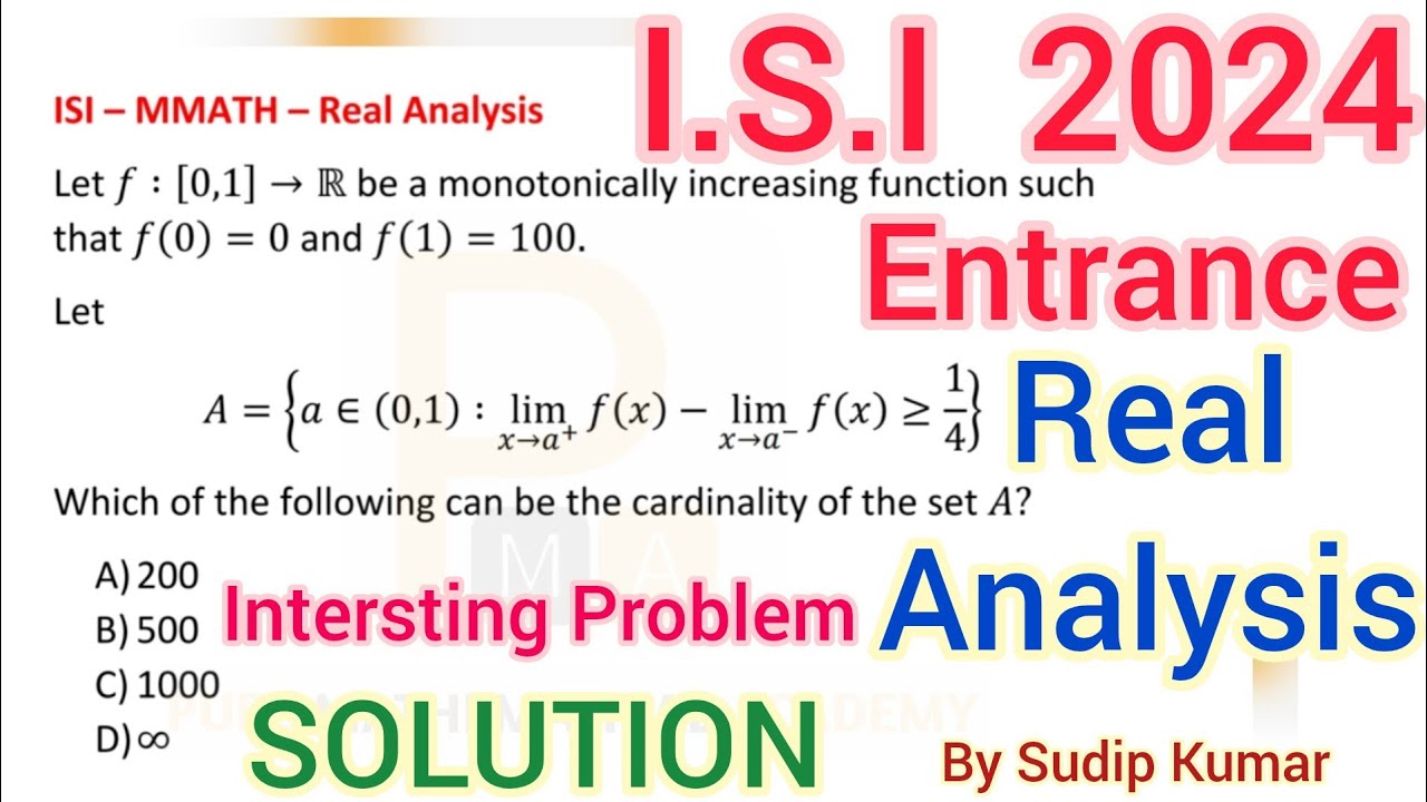 ISI MMath 2024 Real Analysis Solution | Real Analysis | ISI Entrance 2024 Previous Year Question