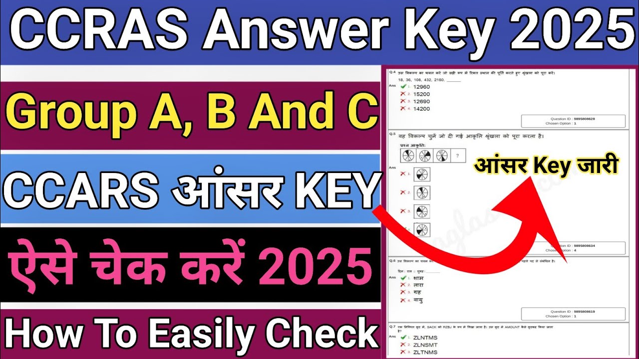 CCRAS Answer Key 2025 | CCRAS Answer Key 2025 Kaise Dekhe ? CCRAS Answer Key Group A & B & 2025 OUT 