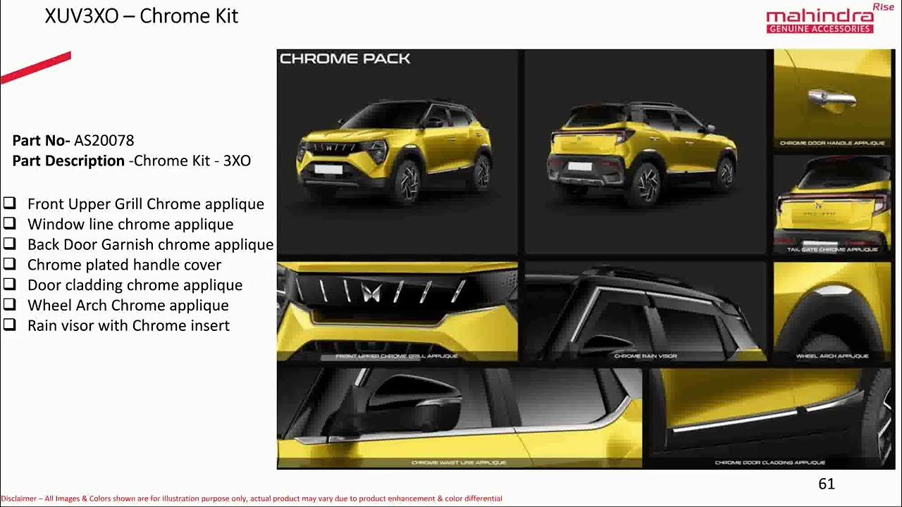 Mahindra XUV 3XO Genuine Accessories with Pricing 