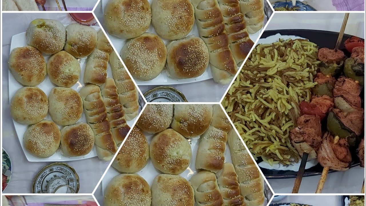 شيش طاووق 🍗🍗🍗🍗🍗+فطائر بحشوة الفطر شهيه لذيذه 🥖🥖🥖🥖