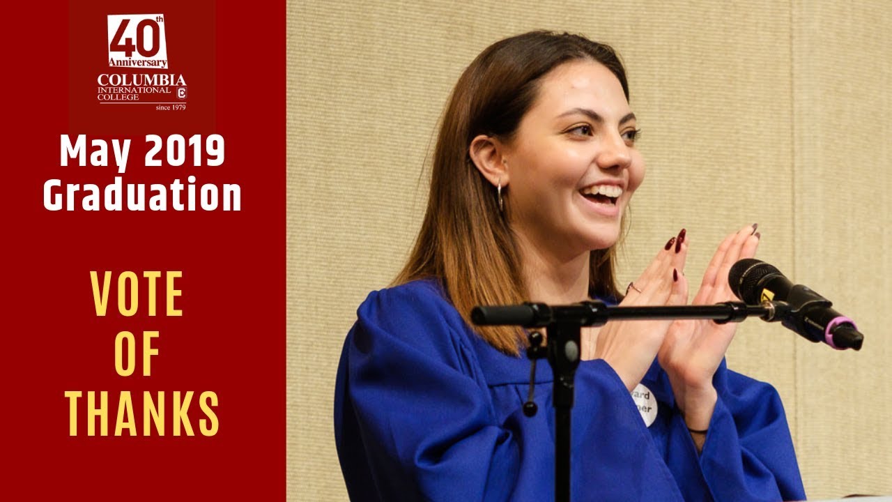 May 2019 Graduation - Vote of Thanks