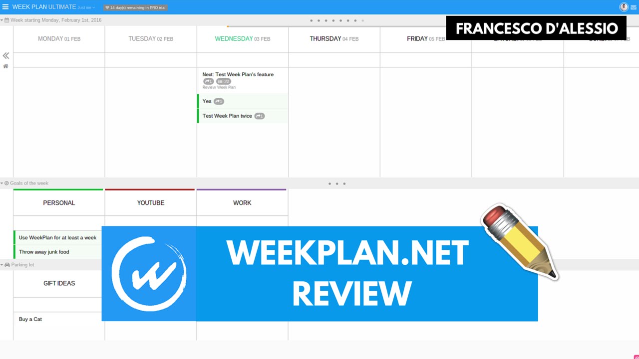 WeekPlan.net: VISUALIZE your week 💫