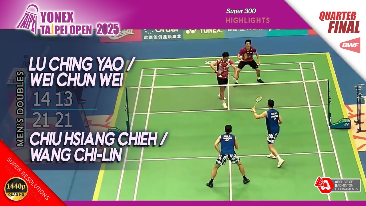 Lu Ching Yao / Wei Chun Wei vs Chiu Hsiang Chieh / Wang Chi-Lin | Taipei Open 2025 | QF MD HL