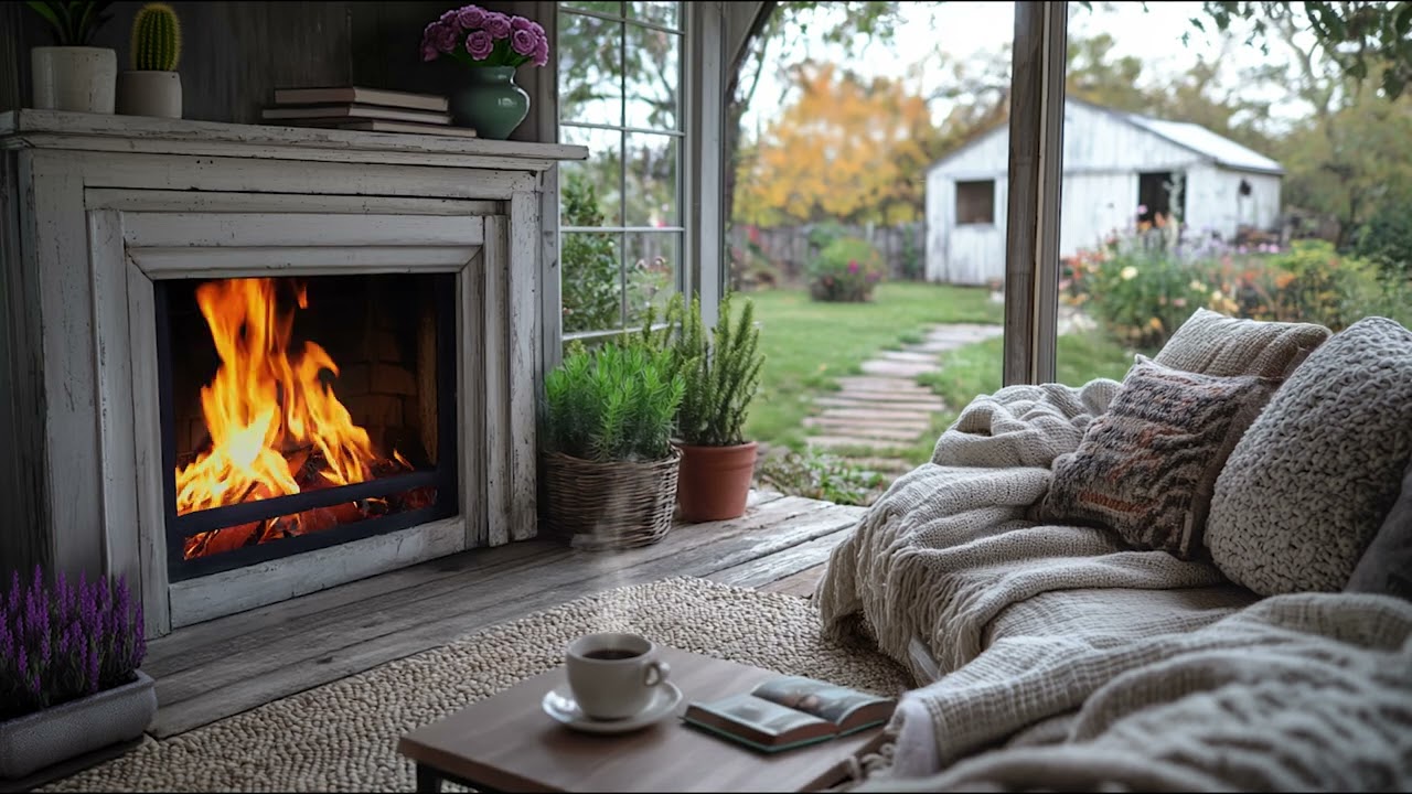 Cozy Spring Cottage Terrace Ambience | Fireplace, Coffee & Gentle Outdoor Calm