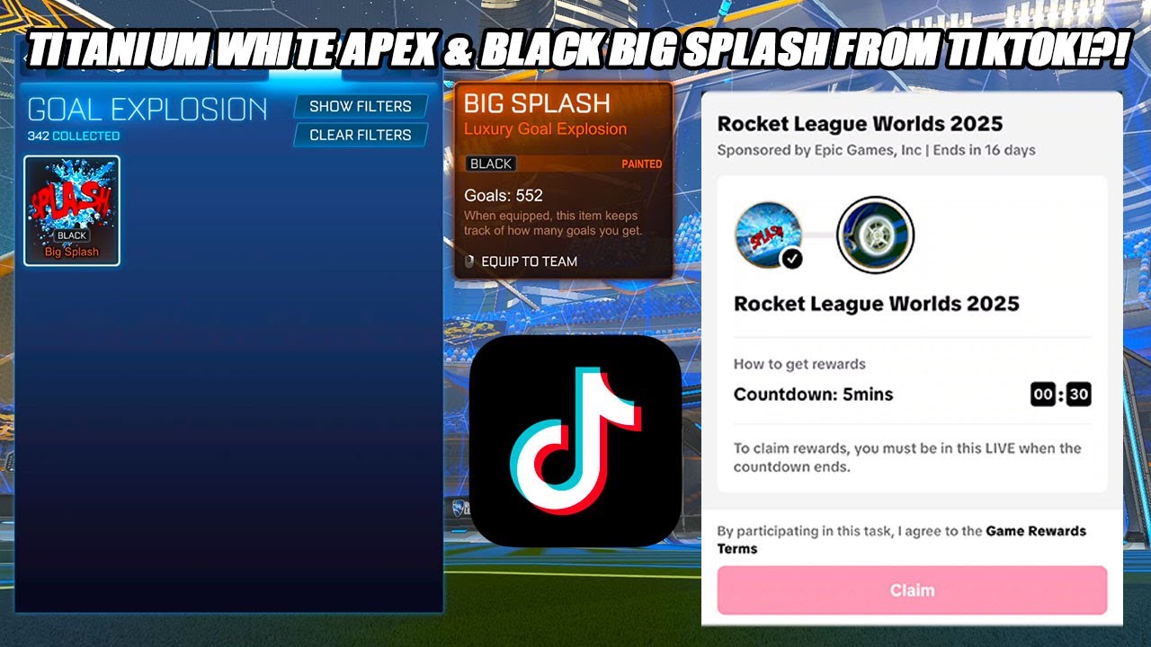 *NEW* FREE Black Big Splash & Titanium White Apex Wheels From Tiktok!?!? - Rocket League Update