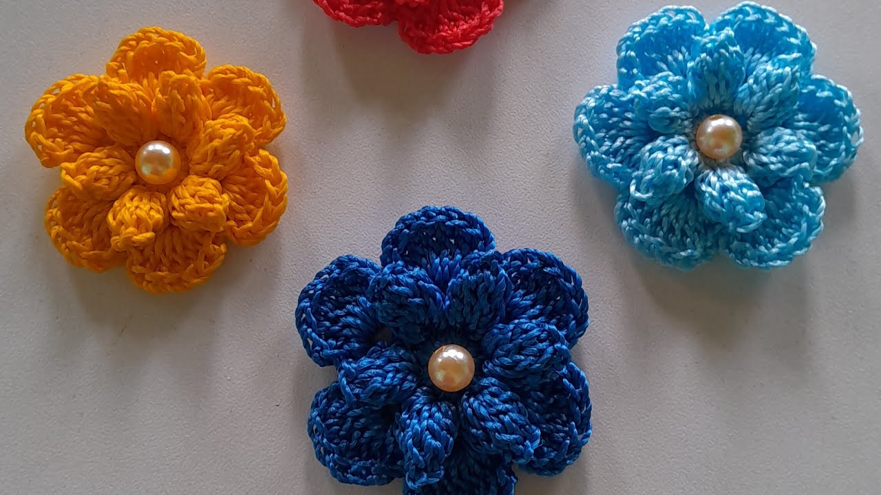 FLOR EM CROCHÊ PARA APLICAÇÃO PASSO A PASSO