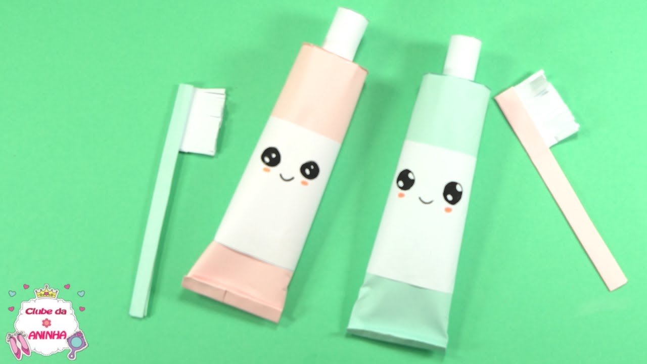 DIY Papel - Pasta e escova de dente de papel - Toothbrush and paste - Cepillo y pasta de dientes