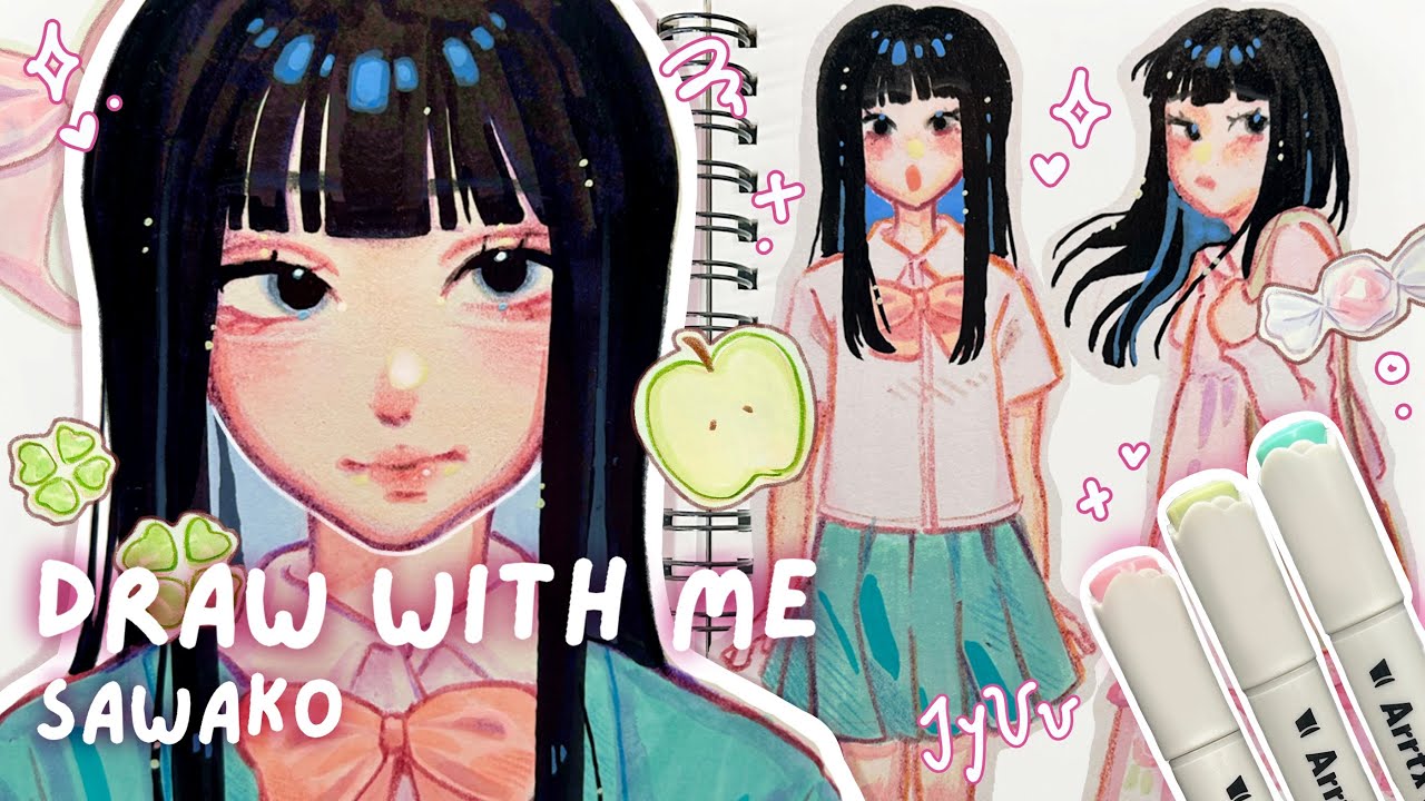 ·˚draw with me | Arrtx Alcohol Markers | Sawako - Kimi ni Todoke | Real Time Drawing