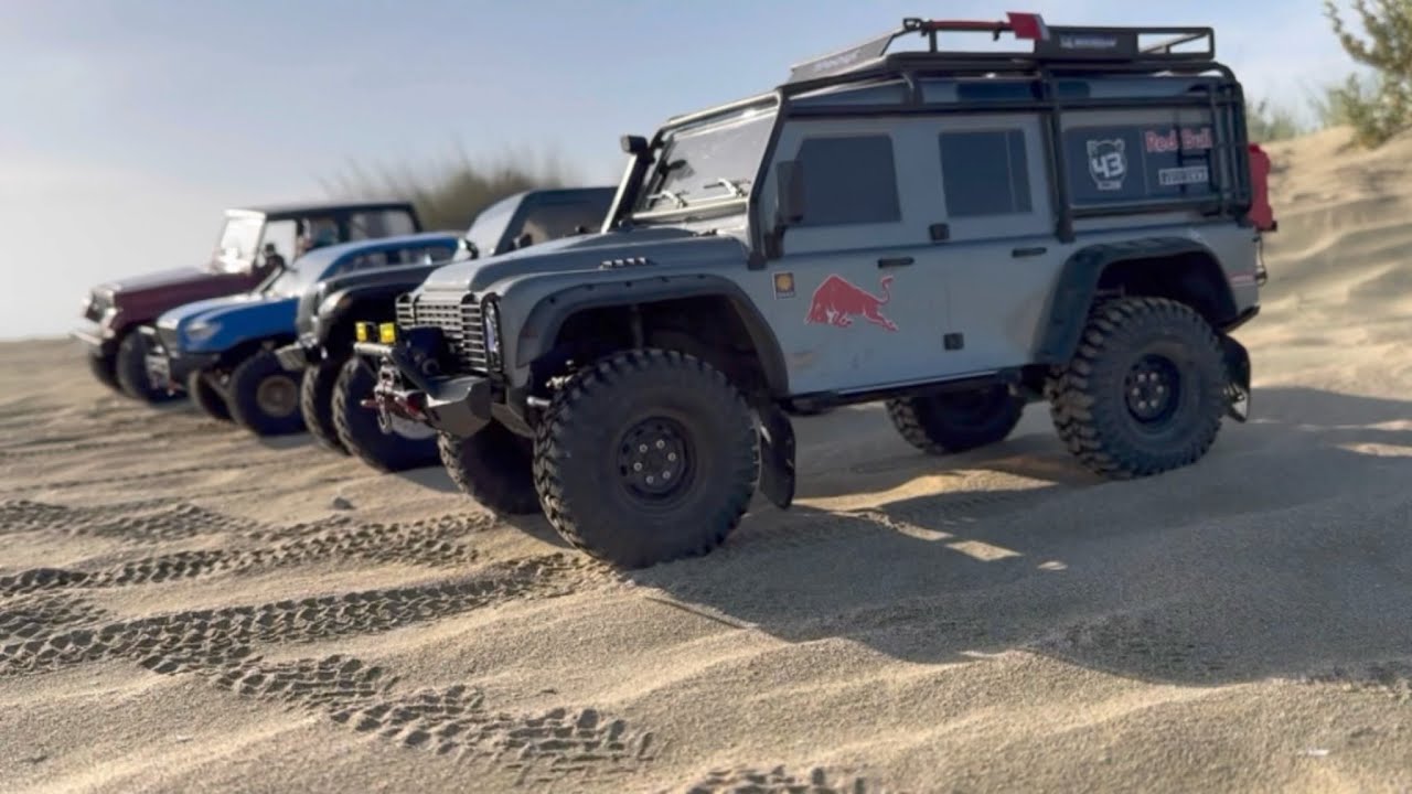 Tyres sand trial at - TRX4 Defender |Axial Gladiator | ElementRC Tacoma | ROC Hobby CJ - Rc car 1/10