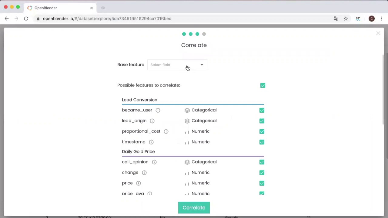 OpenBlender demo - correlation search engine