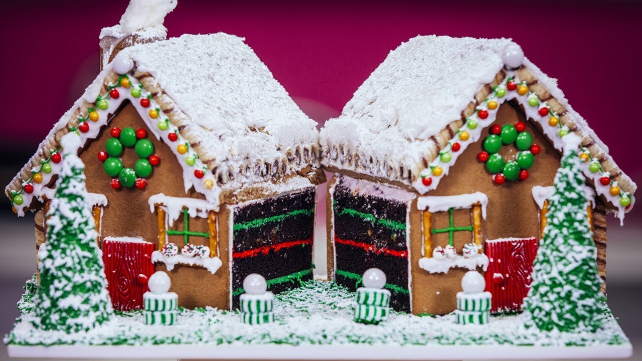 Gingerbread House filled with CAKE | Ultimate Holiday Baking Ideas | How To Cake It Step By Step