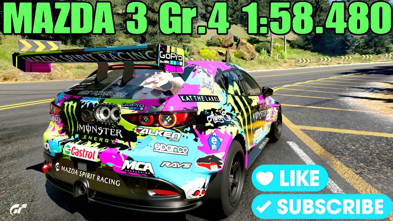 Gran Turismo 7 Trial Mountain Reverse Mazda3 Gr.4 Hotlap Guide Daily Race B 4K 120FPS