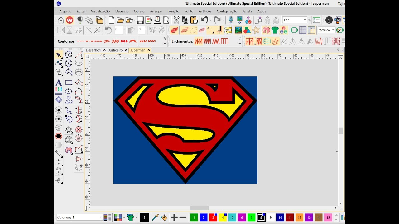 WILCOM 4.2 - DESENHANDO LOGO DO SUPERMAN