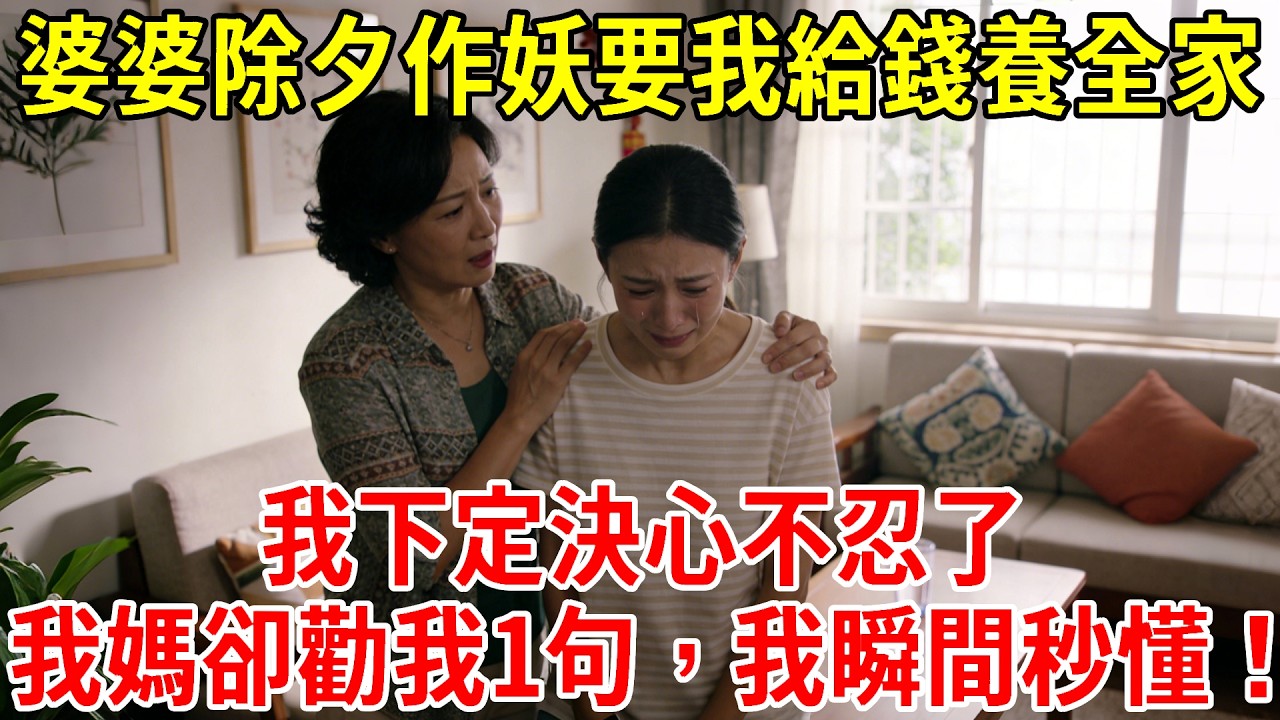 婆婆每年除夕都作妖，要我磕頭給錢養全家。今年我下定決心不忍了，我媽卻勸我1句話，我瞬間秒懂了！#為人處世#經驗#情感故事#戀愛#情感#婚姻#人生感悟