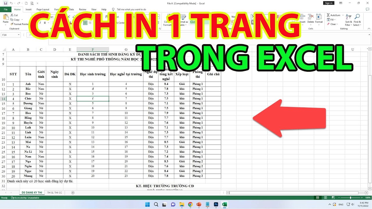 C&aacute;ch In 1 Trang Trong Excel | C&aacute;ch In 1 Trang Bất Kỳ Trong Excel