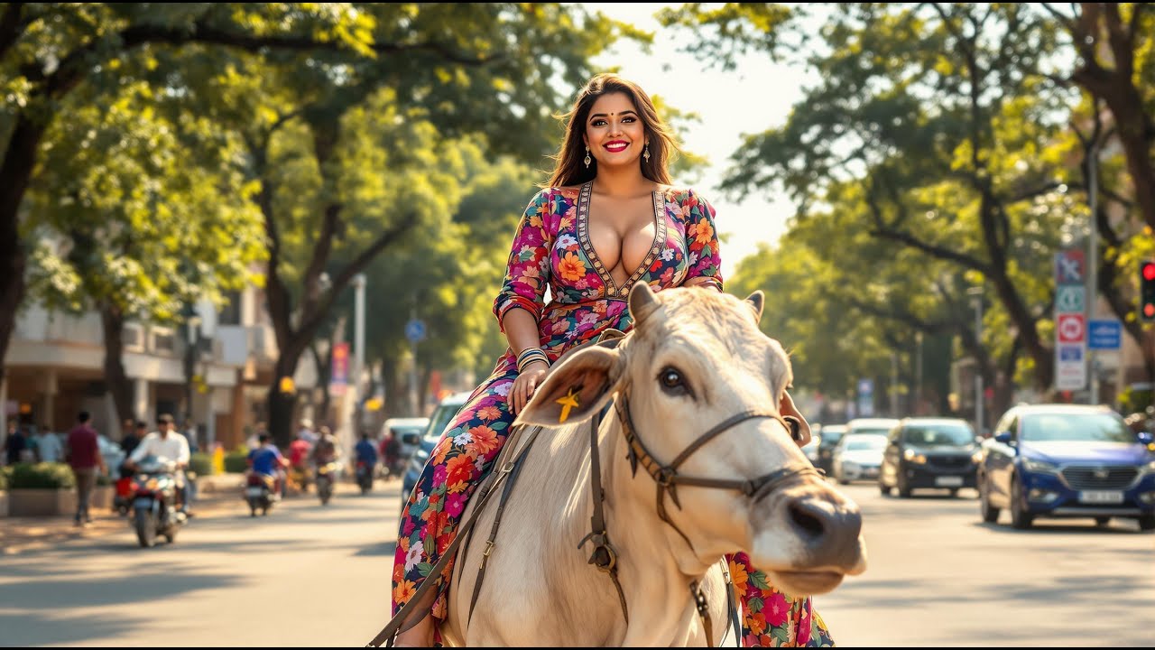 Graceful Woman Riding a Majestic Cow #viralgirl #girlrider #ridergirl #cow #beautifulgirl #girl