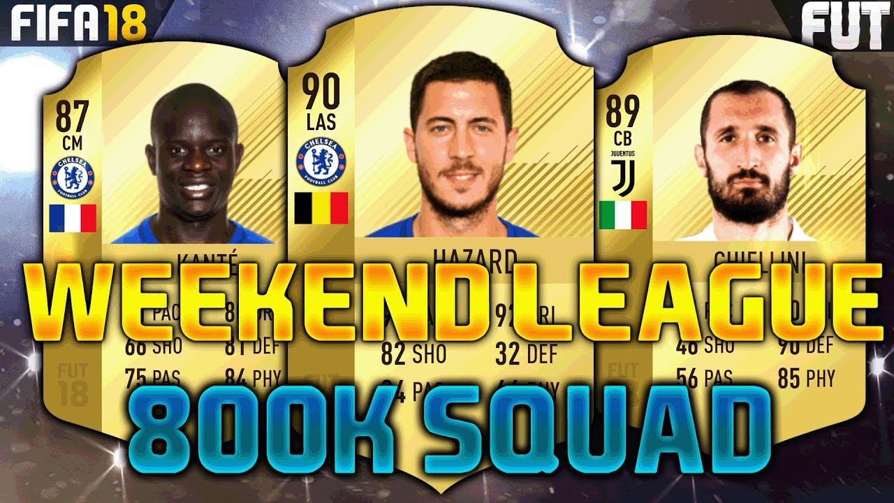 FIFA 18 700K-800K SQUAD BUILDER feat. EDEN HAZARD, KANTE, CHIELLINI - FUT CHAMPIONS TEAM