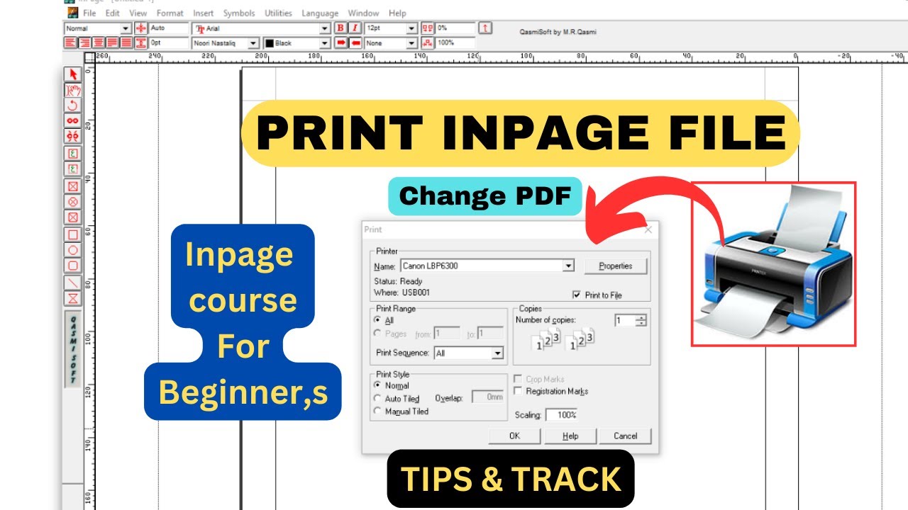 How to print a file in inpage urdu|inpage printing setting
