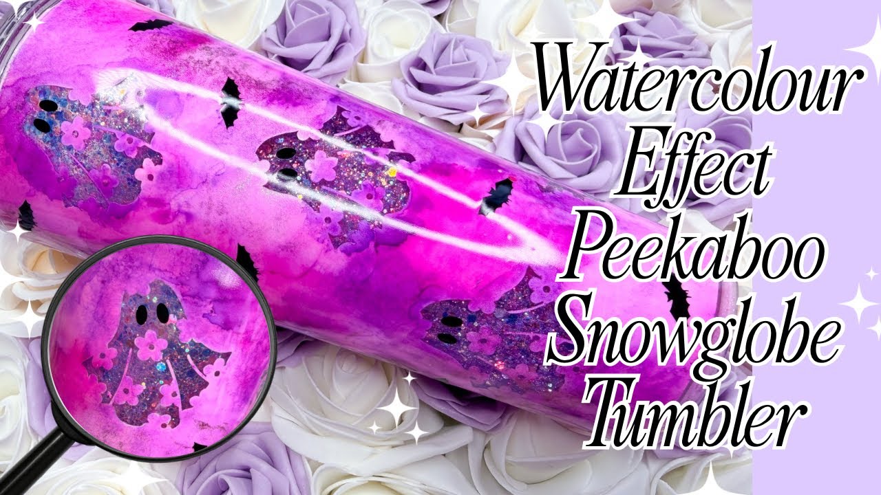 Cute Ghost Peekaboo Snowglobe Tumbler | Make a Watercolour Effect Snowglobe with Alcohol Inks