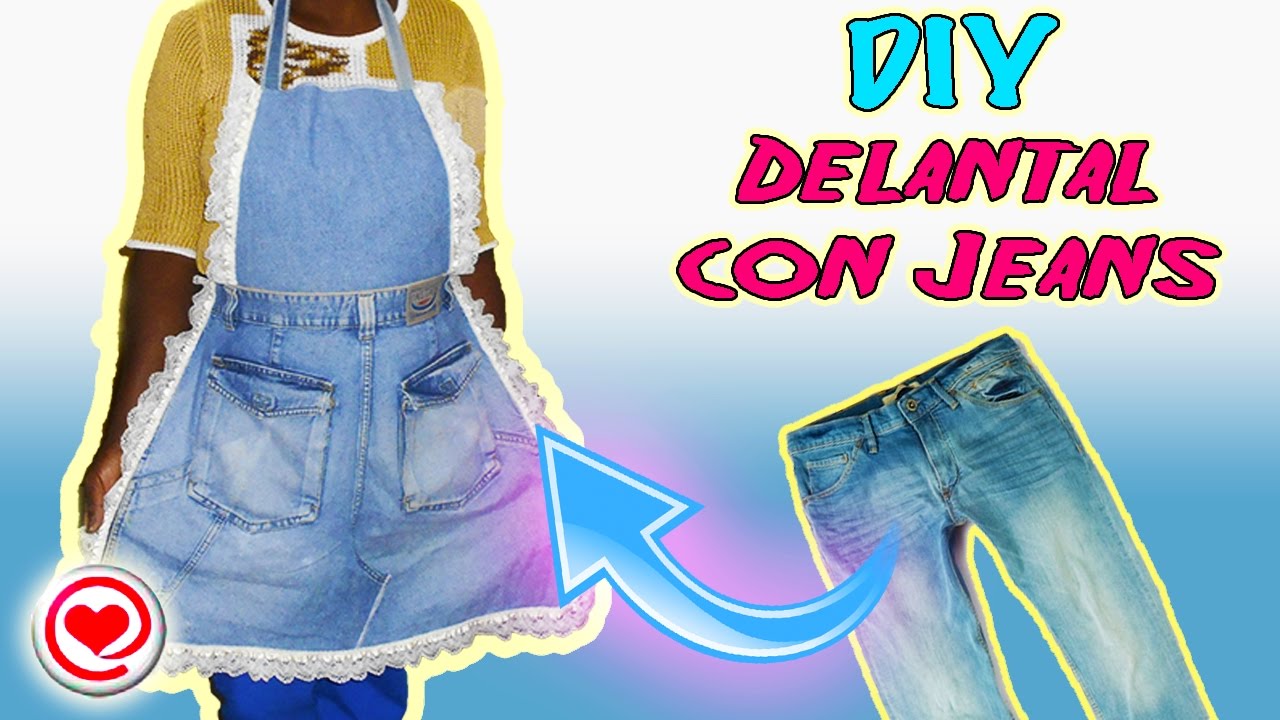 Como hacer delantal con jeans o vaqueros (Reciclaje) Todo en Uno