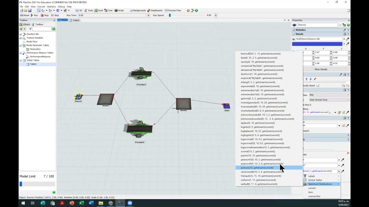 GlobalTable con Flexsim 2021