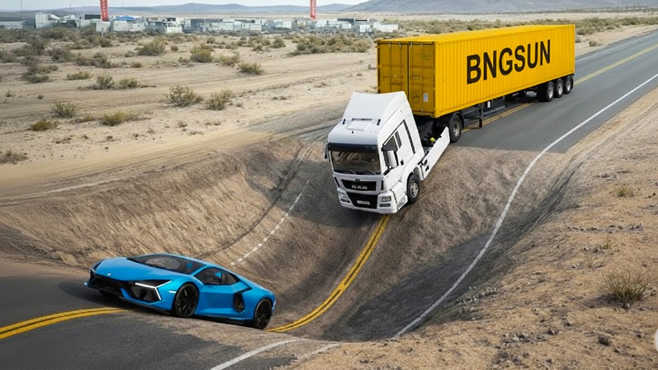 Cars vs Giant Dip Challenge #1 in BeamNG Drive!