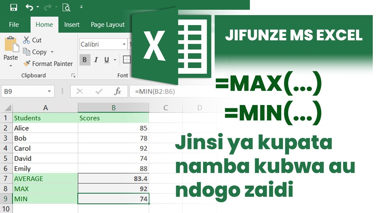 Jinsi ya Kutumia MAX na MIN Katika Excel | Jifunze Microsoft Excel kwa Kiswahili