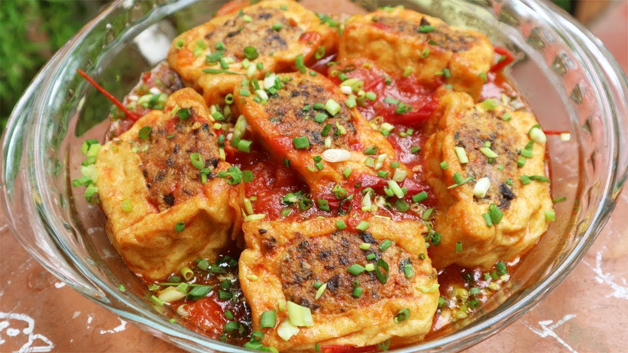 Đậu Phụ Nhồi Thịt Sốt Cà Chua Chỉ Nhìn Thôi Đã Muốn Ăn