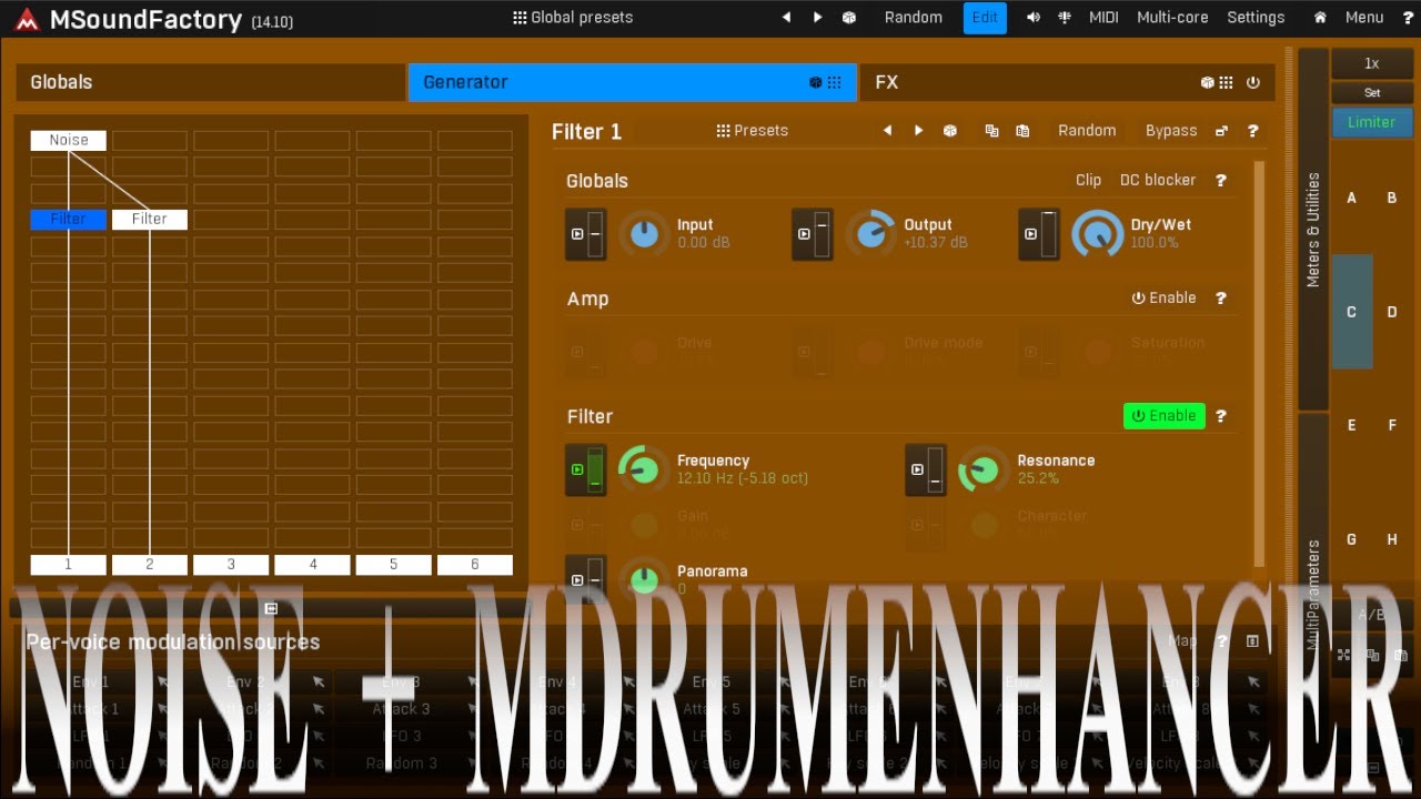 Creating drums with MDrumenhancer inside MSoundfactory