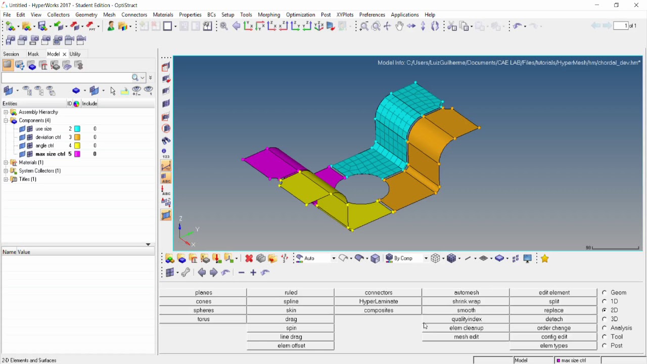 HyperMesh Tutorial HM-3120: 2D Mesh in Curved Surfaces