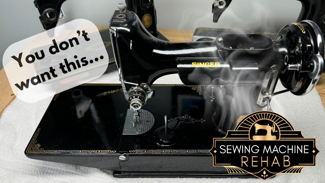A smoking Singer Featherweight motor...think twice before plugging in your vintage sewing machine...
