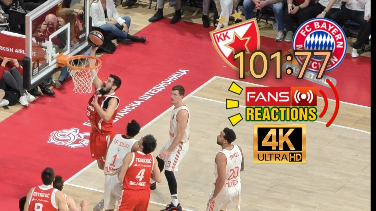 Crvena zvezda Bajern 101:77 Highlights (Delije reakcije sa tribina)