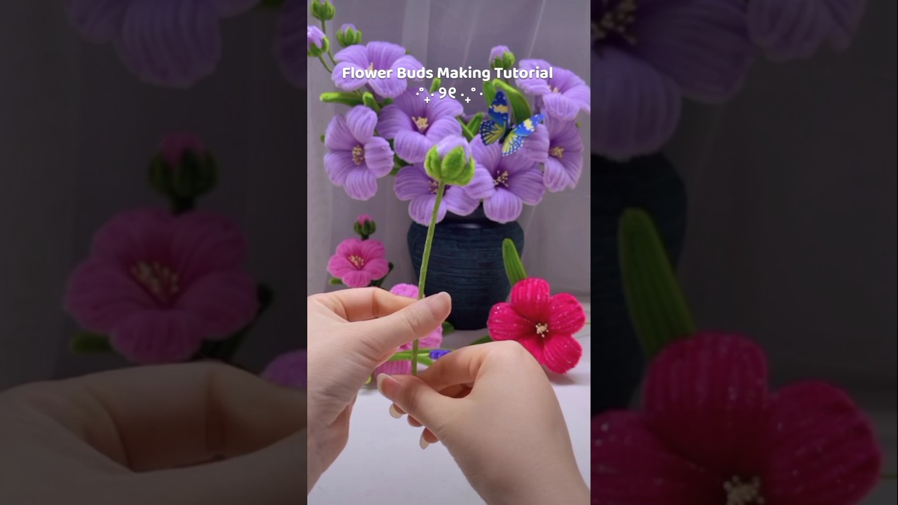 how to make flower buds with pipe cleaners | easy flowers buds making tutorial #diy #flowerscraft
