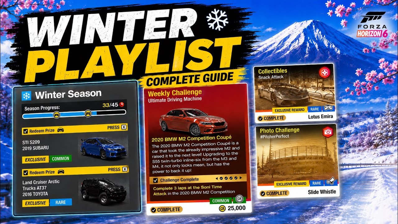 How to Complete Forza Horizon 6 Winter Playlist Complete Guide - 8 FREE CARS